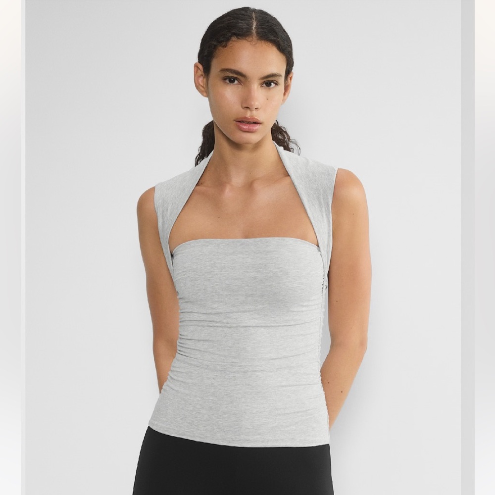 Aritzia Light Gray Sleeveless Square-Neck Tank
